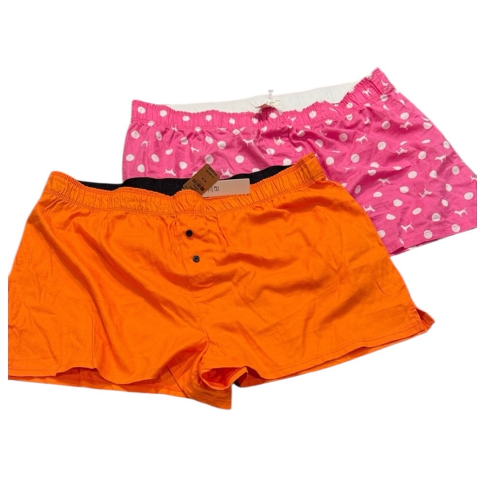 PINK Victoria's Secret Orange and Pink Boxer Shorts Bundle size Medium and Large